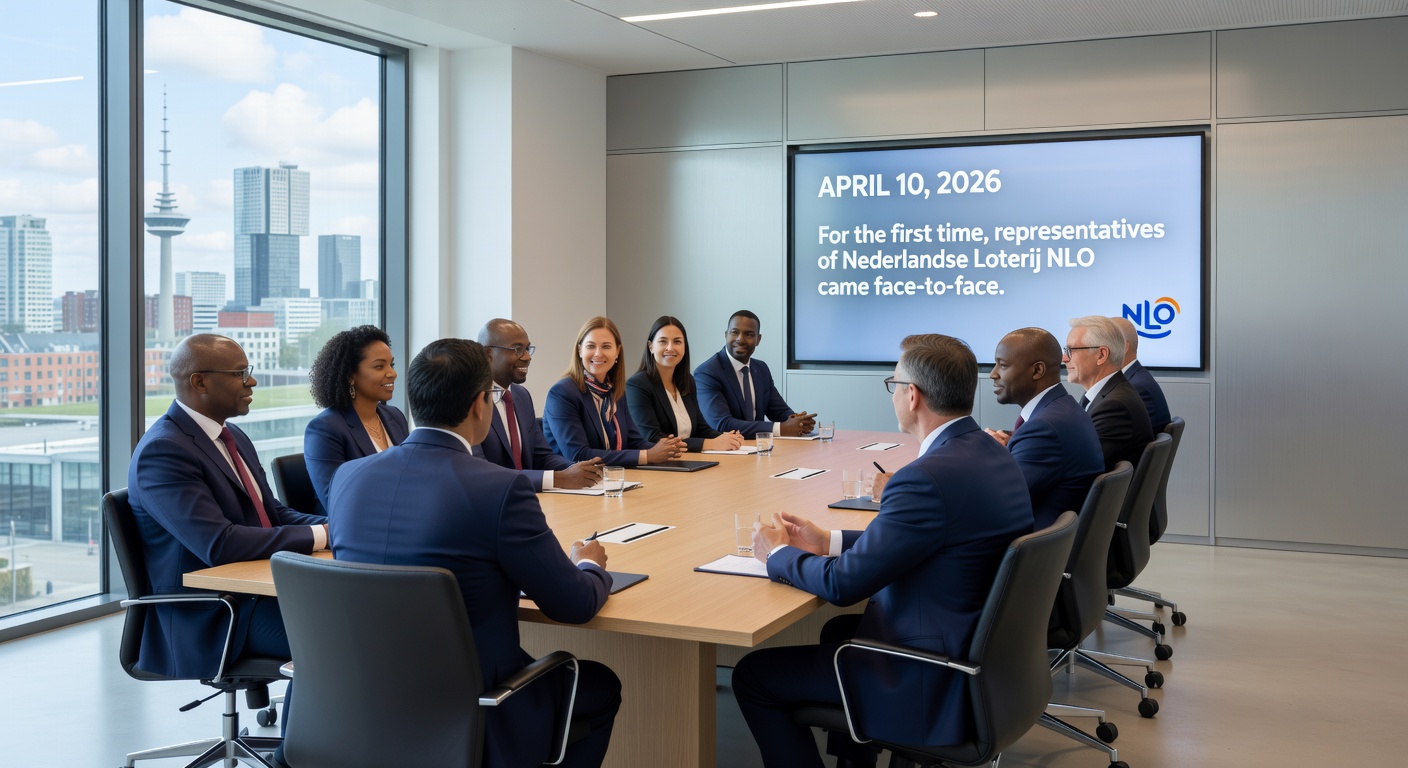 Afbeelding van een online casino interface met Nederlandse vlag en waarschuwingsborden, illustrerend regulering van afstandsgokken