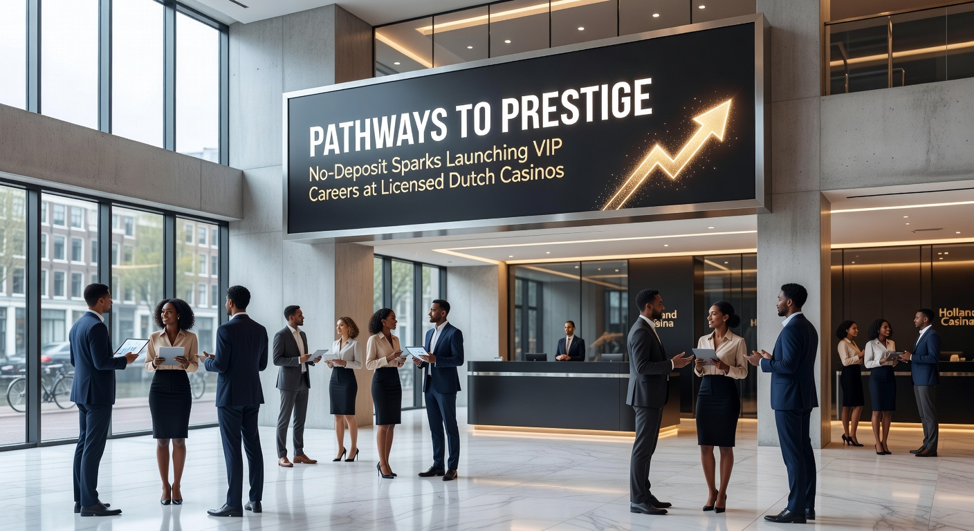 Speler activeert no-deposit bonus op mobiel bij Nederlands casino, met VIP-ladder op achtergrond