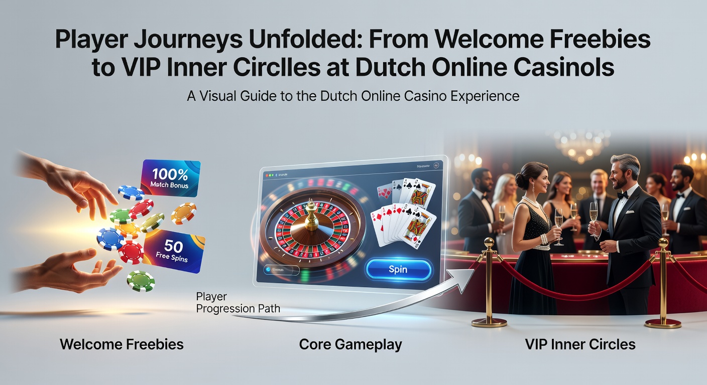 Speler die een welkomstbonus claimt op een mobiel scherm van een Nederlands online casino, met stapels fiches en een VIP-ladder op de achtergrond