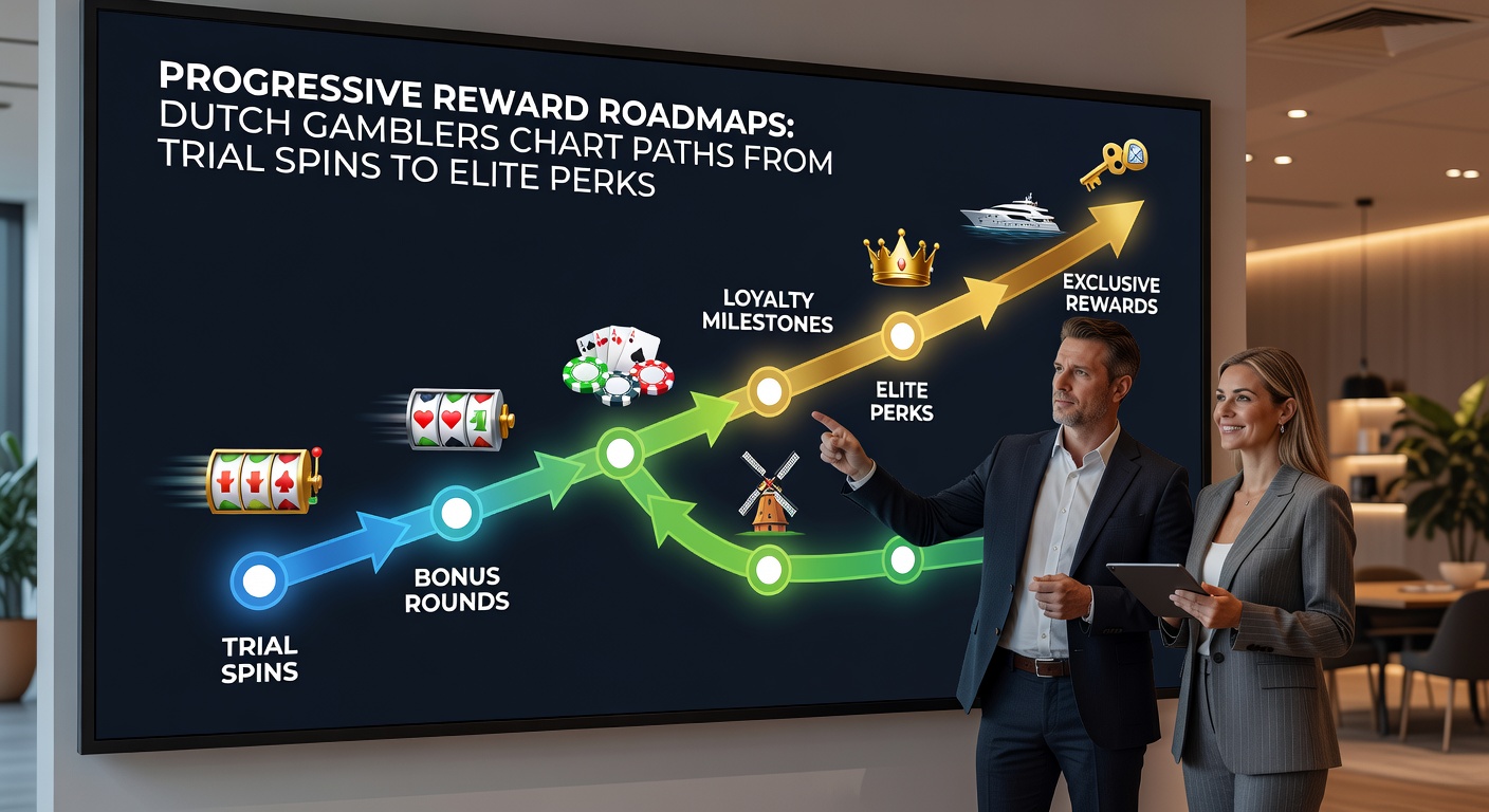 Voorbeeld van een speler die niveaus klimt in een progressieve beloningsroute, met iconen voor spins, cashback en vip-evenementen